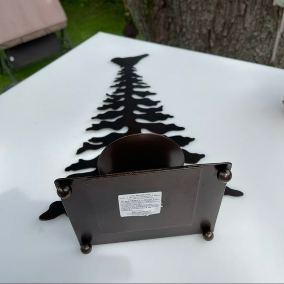 Vintage Metal Candle Holder Pine Tree Shaped 18.5in Farmhouse Style Winter - Picture 5 of 16
